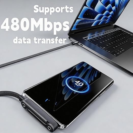 2-in-1 Invisible Stand Charging Cable, Multi Charger Cord with Type C Multi-Angle Adjustable Stand, 240W Fast Charging Cable for Smartphones,Tablets,Laptops,and Gaming Devices